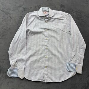 Eredi Pisano Tailored in Rome Slim Fit Striped Dress Shirt Blue White 15.5 39